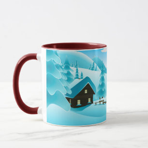 Taza Cabina de Snowley Winter Woods y mug de Snowman