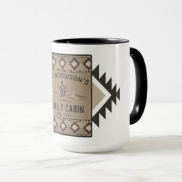 Taza Cabina familiar Rústica Cactus Tribal Suroeste Gra