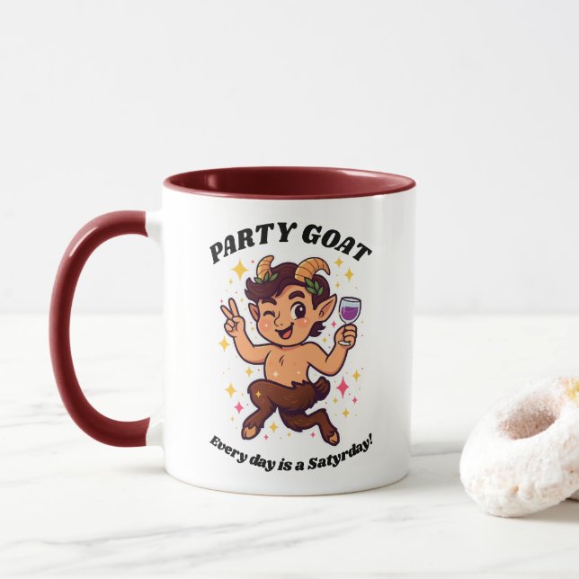 Taza Cabra fiesta: "Cada día es un satírico" (Con donut)