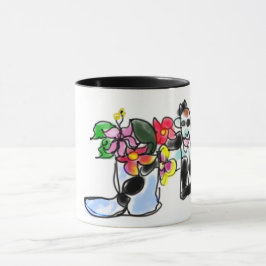 Taza Cabra y flores