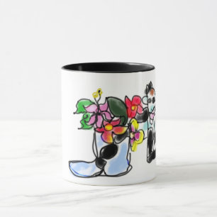 Taza Cabra y flores