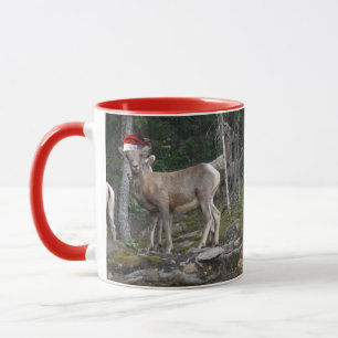 Taza Cabras de Montaña vistiendo Gorras de Santa Claus
