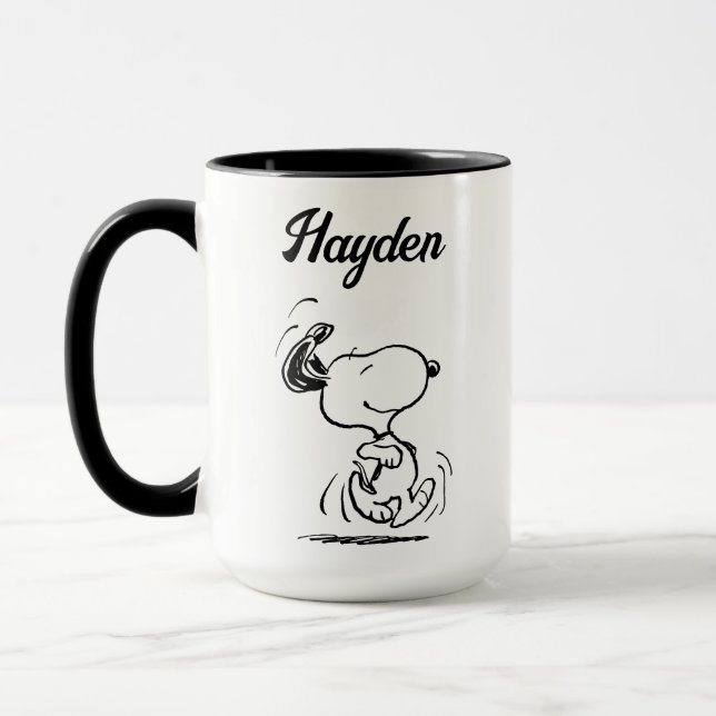 Taza Cacahuetes | Baile Snoopy Happy | Añadir su nombre (Izquierda)