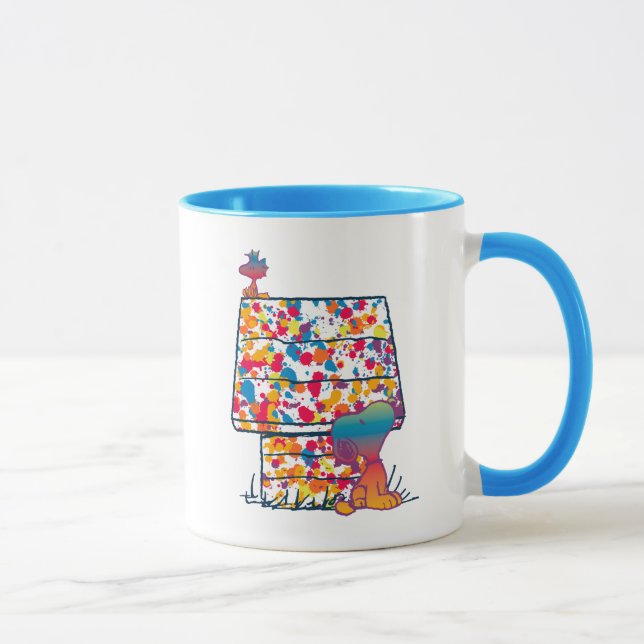 Taza Cacahuetes | Pintura arcoiris de Snoopy y Woodstoc (Derecha)