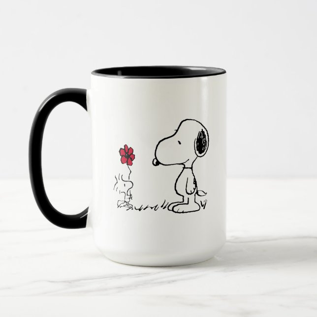 Taza Cacahuetes | Snoopy & Woodstock Rojo y Negro (Izquierda)