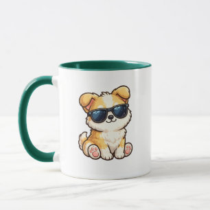 Taza Cachorro Adorable con Gafas de Sol Diseño Kawaii