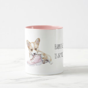 Taza Cachorro de crema blanca zapato rosa