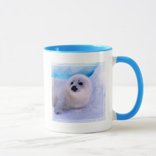 Taza Cachorro de foca arpista pequeño cubierto de copos