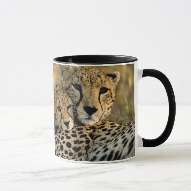 Taza Cachorro de Guepardo Acurrucado con su Mamá (Derecha)