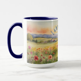 Taza Cachorro de Labradoodle Negro, amanecer de Persona