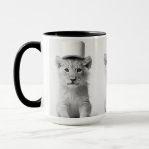 Taza Cachorro de León Divertido con Sombrero de Papel H
