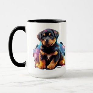 TAZA CACHORRO DE PERRO ROTTWEILER DE NAVIDAD