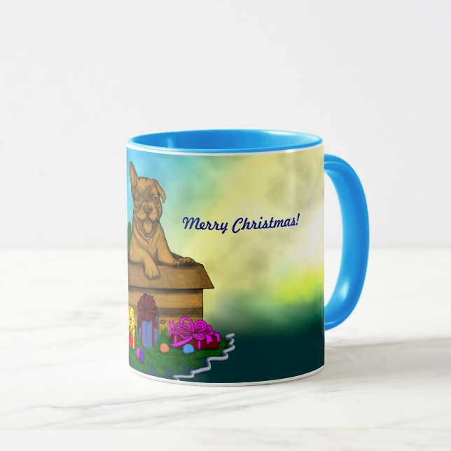 Taza Cachorro en una caja , Feliz Navidad (Anverso derecho)