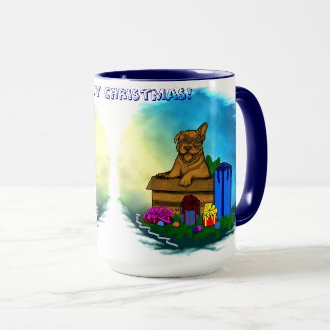 Taza Cachorro en una caja , Feliz Navidad (Anverso derecho)