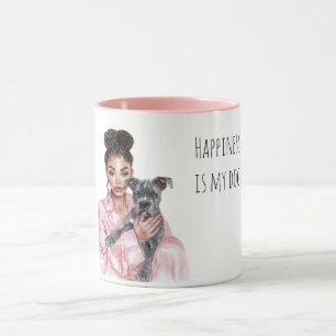 Taza Cachorro gris negro Mamá perra negra lady 