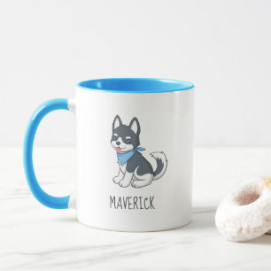 Taza Cachorro Husky de Dibujos Animados Lindo con Nombr