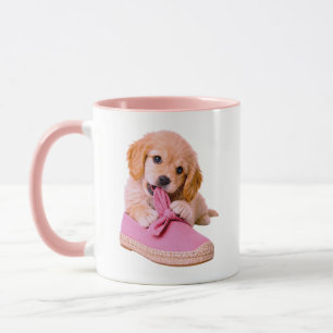 Taza Cachorro Lindo Juguetón Perro Zapato Rosa