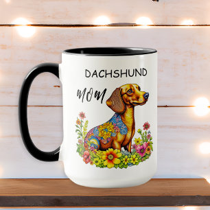 Taza Cachorro salchicha mamá de dibujos animados lindos