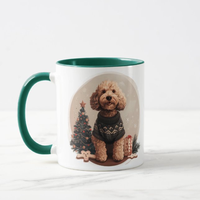 Taza Cachorros de Goldendoodle en Navidad (Izquierda)