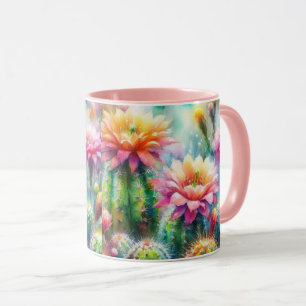 Taza Cacti Suculento de Flores de Agua