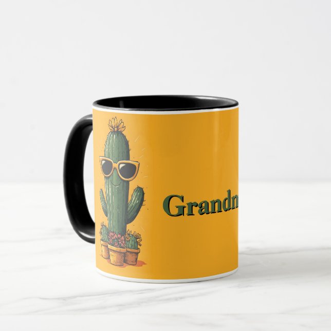Taza Cactus Cool con Gafas de Sol y Flores (Anverso izquierdo)