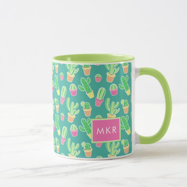 Taza Cactus de neón de la acuarela en modelo de los (Derecha)