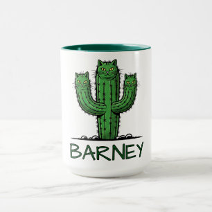 Taza Cactus Divertido con Caras de Gato
