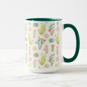 Taza Cactus en colores pastel suave y modelo suculento