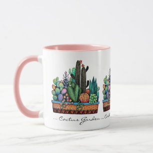 Taza Cactus Garden Cute Watercolor En Pot