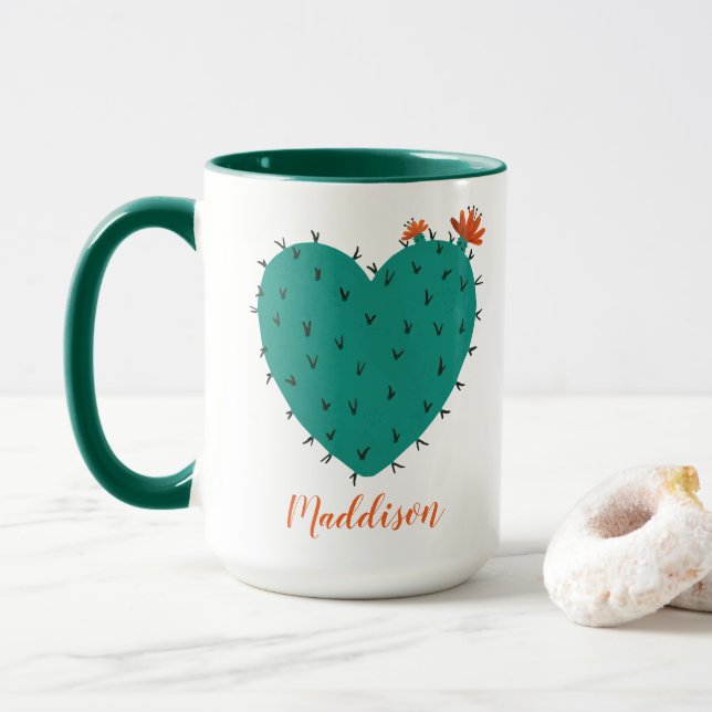 Taza Cactus Heart Coffee Mug (Con donut)