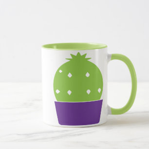 Taza Cactus redondos en Ilustracion de maceta morada