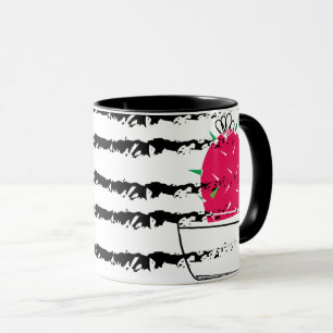 Taza Cactus rosada Monograma a rayas
