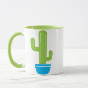 Taza Cactus verdes en el Ilustracion de la olla azul