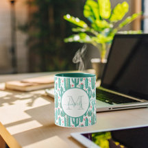 Cactus white whimsical monogramado