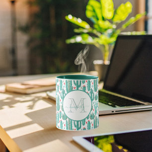Taza Cactus white whimsical monogramado