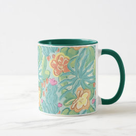 Taza Cactus y planta Botánico desértico Verde Naranja R