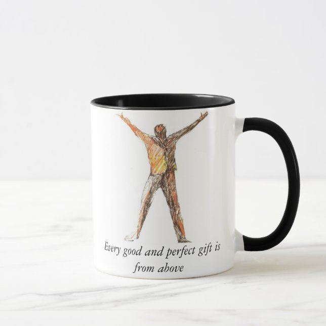 Taza Cada regalo bueno y perfecto está desde arriba (Derecha)