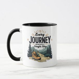 Taza Cada viaje empieza con un solo paso de senderismo