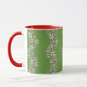 Taza Cadena de margarita Tiras de flor gruesa verde roj
