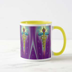 Taza CADUCEUS , animado ametísta de oro