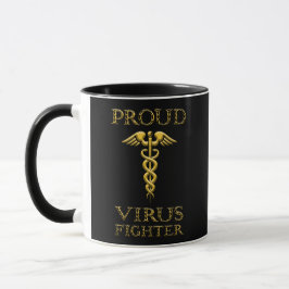 Taza Caduceus Orgulloso Luchador De Virus Amarillo En N
