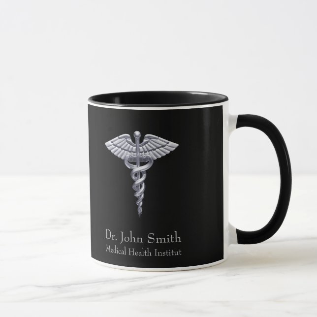 Taza Caducto con clase de plata médica en negro (Derecha)