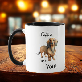 Taza Café Adorable y Dachshund Marrón Personalizado