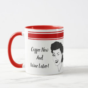 Taza Café Ahora Y Vino Después Mug Estilo Retro