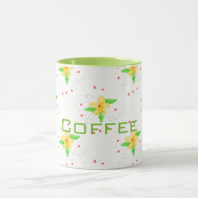 Taza Café amarillo floral Mug (Centro)