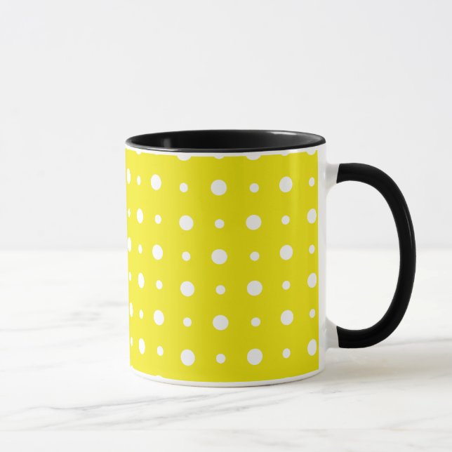 Taza Café amarillo limón, con puntos de polka blancos (Derecha)