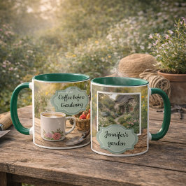 Taza Café antes de la foto de jardín de la mañana en el