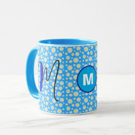 Taza Café Azul Personalizado con Monograma de Margarita