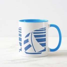 Taza Café azul y blanco en velero