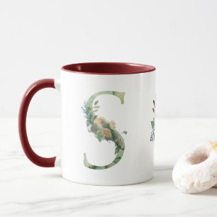 Taza Café Boho Floral Monograma S